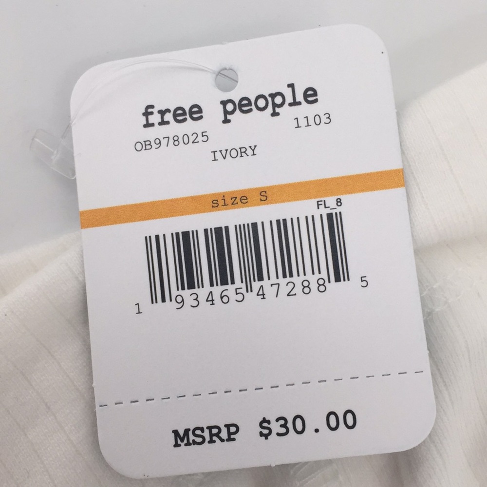 NWT Free People Marissa White Ribbed Bodysuit Sm - Picture 7 of 8
